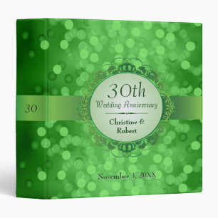 Emerald Green Bokeh 30th Anniversary Binder