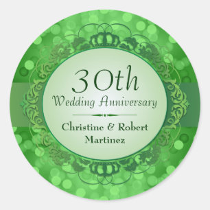 Emerald Green Bokeh 30th Anniversary Sticker