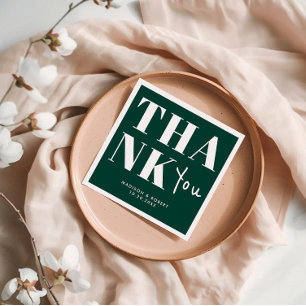 Emerald Green Bold Minimalist Thank You Wedding Napkins