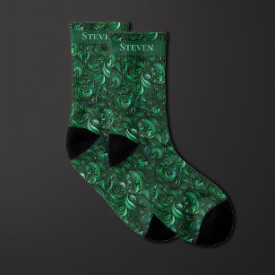 Emerald Green Botanical Monogram Socks