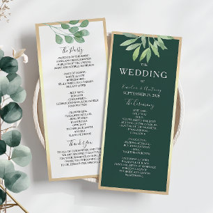 Emerald Green Botanical Wedding Program