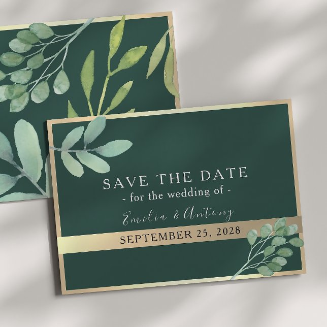 Emerald Green Botanical Wedding Save The Date (Creator Uploaded)