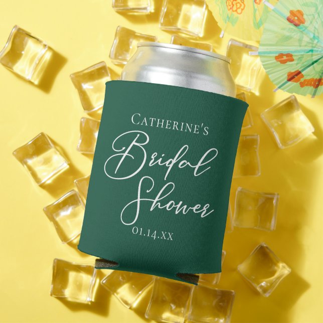 Emerald Green Bridal Shower Personalized Can Cooler (In Situ Summer)
