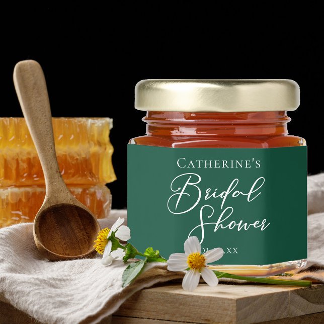 Emerald Green Bridal Shower Personalized Honey Jar Favors (Creator Uploaded)