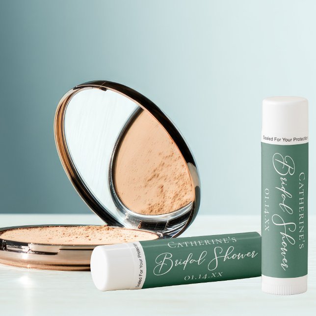 Emerald Green Bridal Shower Personalized Lip Balm (Creator Uploaded)