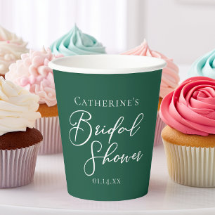 Emerald Green Bridal Shower Personalized Paper Cups