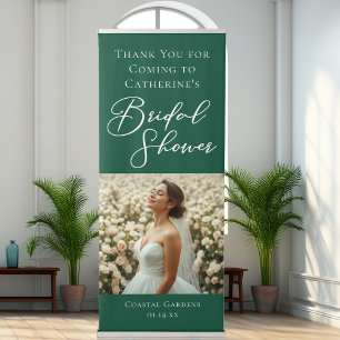 Emerald Green Bridal Shower Personalized Photo Retractable Banner