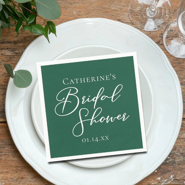 Emerald Green Bridal Shower Personalized White Napkins (Creator Uploaded)