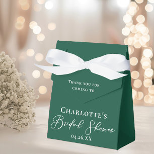 Emerald Green Bridal Shower White Personalized Favor Boxes