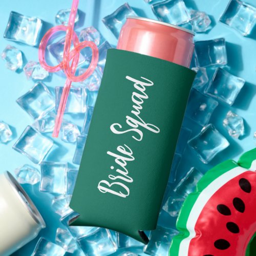Emerald Green Bride Squad Bachelorette Party Seltzer Can Cooler