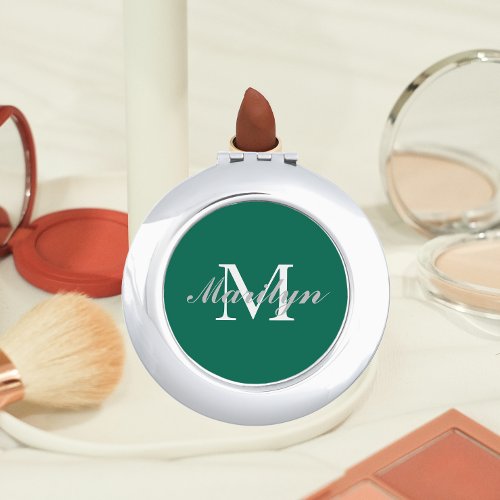 Emerald Green Bridesmaid Initial and Name Compact Mirror