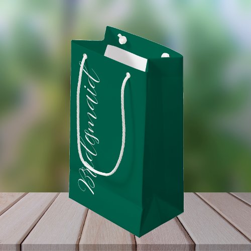 Emerald Green Bridesmaid Stylized Script Small Gift Bag