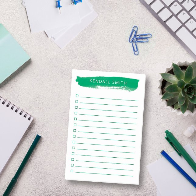 Emerald Green Brushstroke Simple To Do List Post-it Notes (Creator Uploaded)