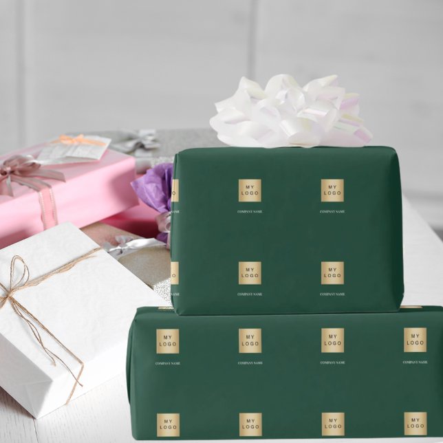 Emerald green business corporate logo wrapping paper (Creator Uploaded)