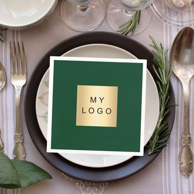 Emerald green business logo napkins (Creator Uploaded)