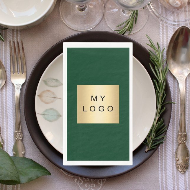 Emerald green business logo paper guest towels (Creator Uploaded)