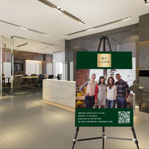 Emerald green business logo photo welcome QR-code Foam Board