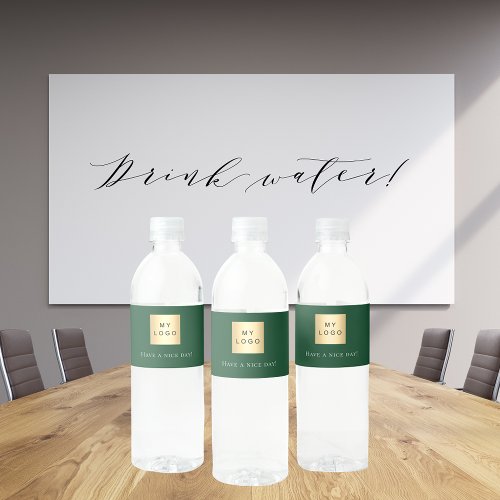 Emerald green business logo water bottle label