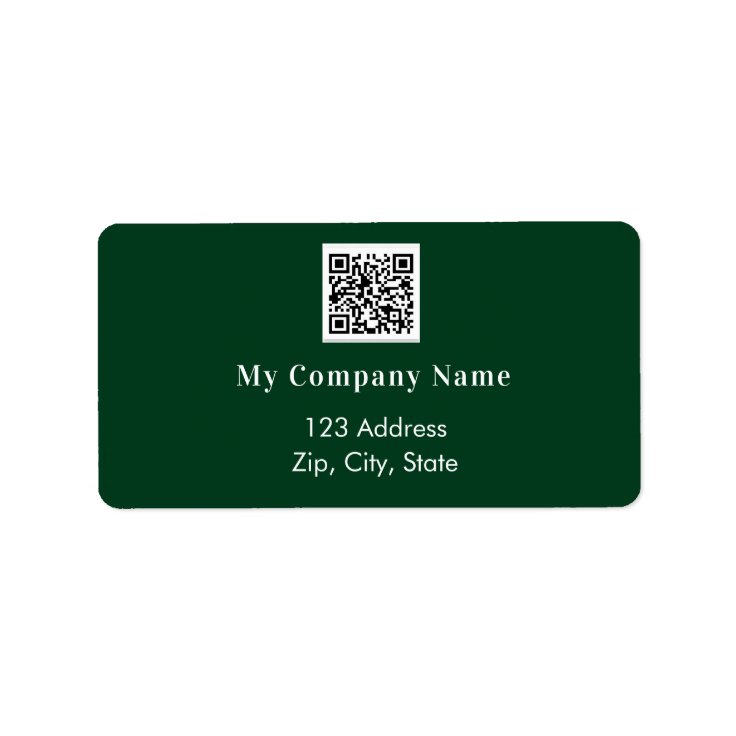Emerald green business qr code return address label | Zazzle