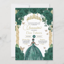 Emerald Green Butterfly Rose Princess Quinceanera