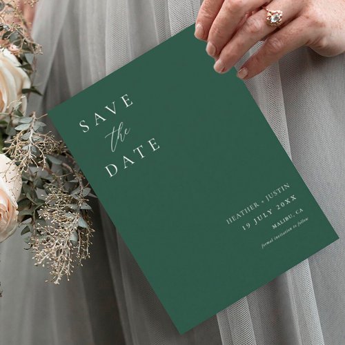 Emerald Green Calligraphy Wedding Simple Save The Date