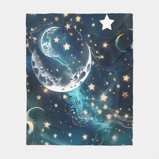 Emerald Green Celestial Moon Blanket – Luxury Seam (Front)