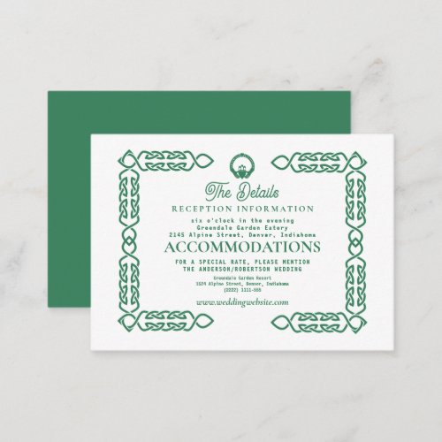 Emerald Green Celtic Knot Claddagh Wedding Enclosure Card