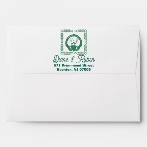 Emerald Green Celtic Knot Claddagh Wedding Envelope