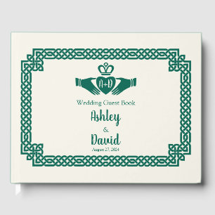 Emerald Green Celtic Knot Claddagh Wedding Guest Book