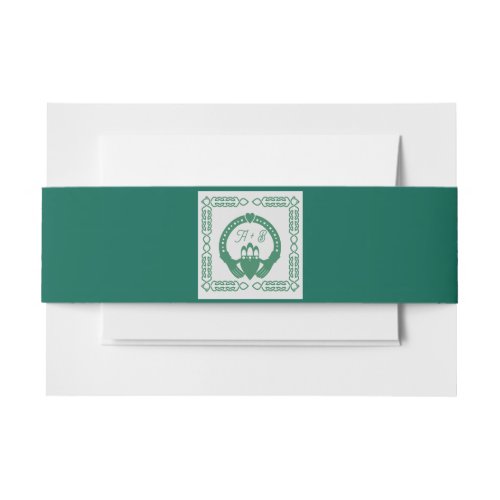 Emerald Green Celtic Knot Claddagh Wedding Invitation Belly Band