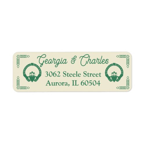 Emerald Green Celtic Knot Claddagh Wedding Label