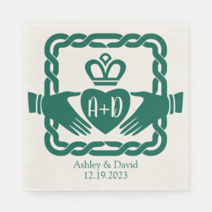 Emerald Green Celtic Knot Claddagh Wedding Napkins