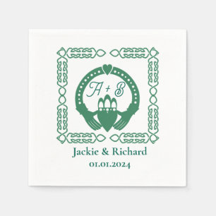 Emerald Green Celtic Knot Claddagh Wedding Napkins