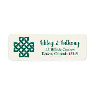 Emerald Green Celtic Knot Wedding Address Label