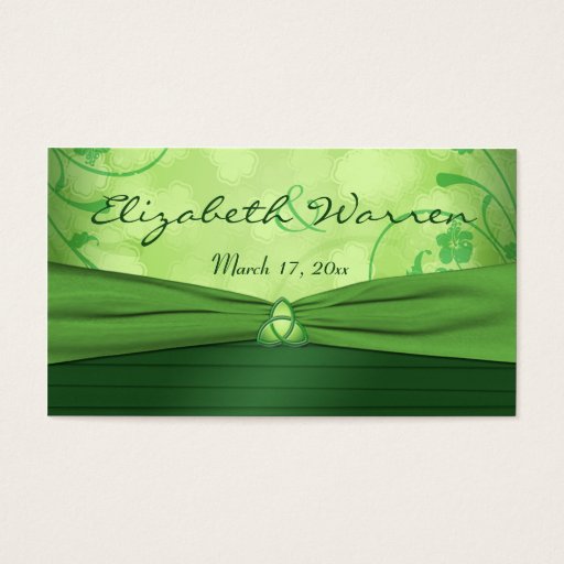 Customizable Emerald Green Celtic Love Knot Wedding Favor Tag Business Card