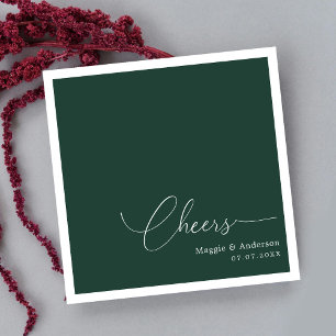 Emerald Green Cheers Script Wedding Napkins