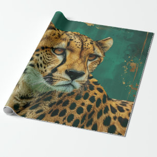 Emerald Green Cheetah Maximalist Decor Wrapping Paper