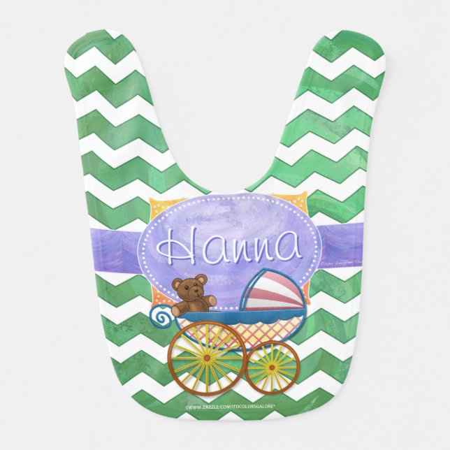 Emerald Green Chevron Baby Shower Baby Bib (Front)