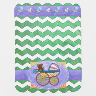 Emerald Green Chevron Baby Shower Baby Blanket