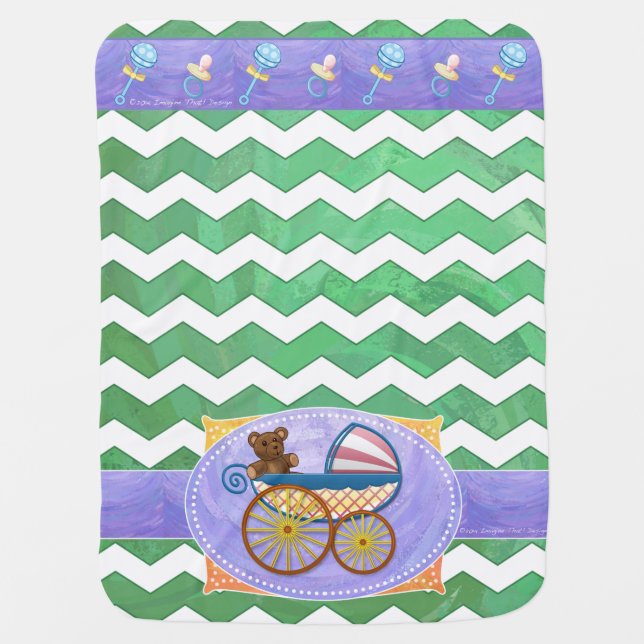 Emerald Green Chevron Baby Shower Baby Blanket (Front)