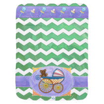 Emerald Green Chevron Baby Shower Baby Blanket