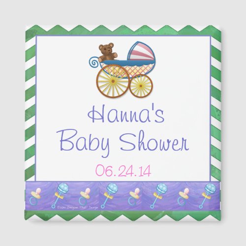 Emerald Green Chevron Baby Shower Magnet