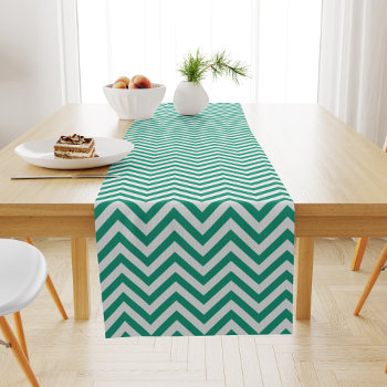 Emerald Green Chevrons Pattern Short Table Runner by heartlockedhome at Zazzle