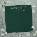 Emerald Green Chic Script Return Address Square Envelope<br><div class="desc">Featuring signature script names,  this elegant return address envelope can be personalized with your names and address details in chic white lettering on an emerald green background. You can customize the background to your favorite wedding theme color. Designed by Thisisnotme©</div>