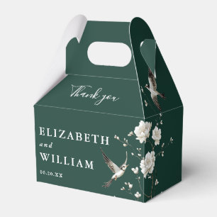 Emerald Green Chinoiserie Floral Wedding Thank You Favor Boxes