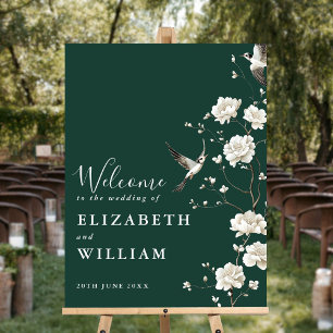 Emerald Green Chinoiserie Wedding Welcome Sign