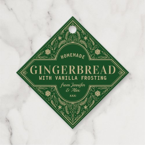 Emerald Green Christmas Gingerbread label
