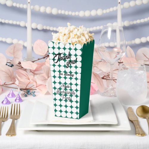 Emerald Green Circle Pattern Bachelorette Party Favor Boxes