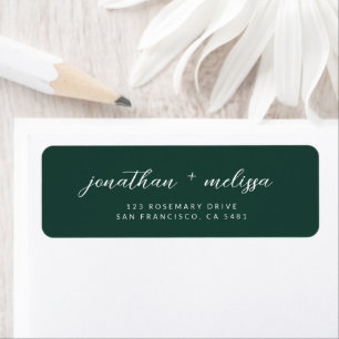 Emerald Green Classic Calligraphy Wedding Address Label