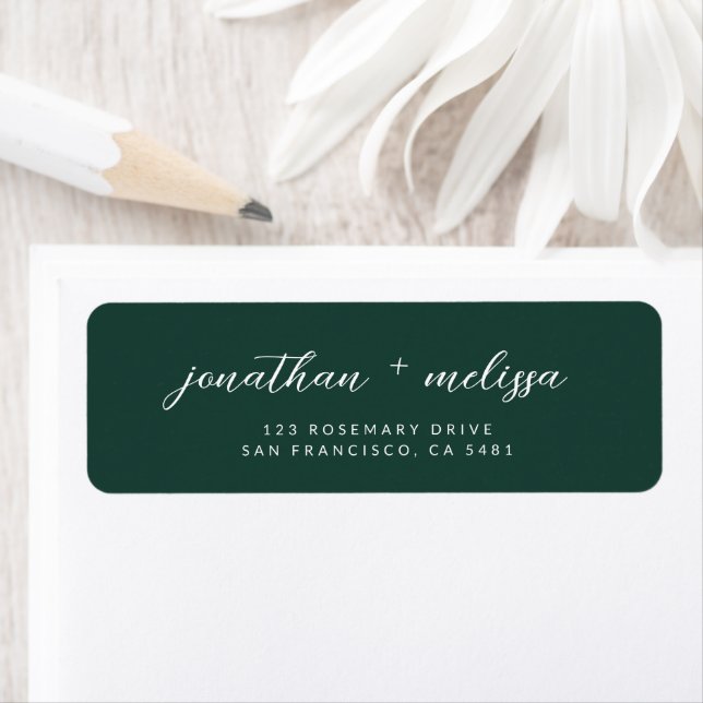 Emerald Green Classic Calligraphy Wedding Address Label (Insitu)
